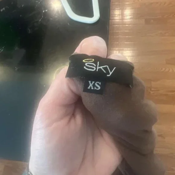 sky x small baby doll shirt  brown v neck - Picture 2 of 3